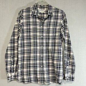 Madewell Button Up Shirt Womens Medium Blue Plaid Slim Fit‎ Cotton Preppy office